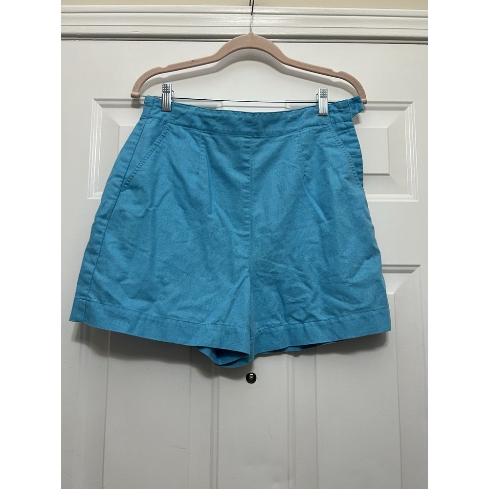 VTG Talbots Shorts Women's Size 10 Linen Chino Golf‎ Summer Beach Colorful Blue